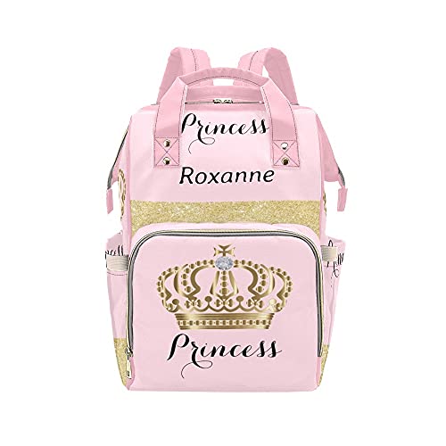 Pink Diaper Bags Backpack with Name Personalized Nursing Nappy Bag Travel Tote Bag Gifts