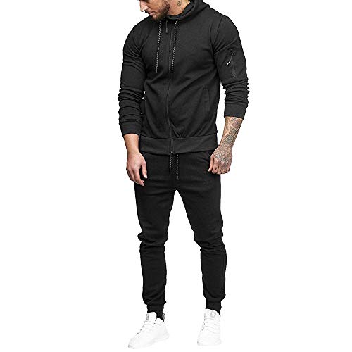 YUNDAN, Mens 2 Piece Outfits Tracksuits Autumn Workout Jogger Sport Suits Long Sleeve Sweatshirt Tops & Sweatpants Sets Black, Medium | The Storepaperoomates Retail Market - Fast Affordable Shopping