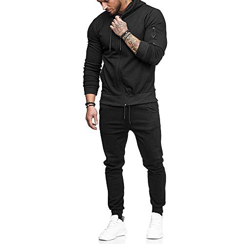 YUNDAN, Mens 2 Piece Outfits Tracksuits Autumn Workout Jogger Sport Suits Long Sleeve Sweatshirt Tops & Sweatpants Sets Black, Medium | The Storepaperoomates Retail Market - Fast Affordable Shopping