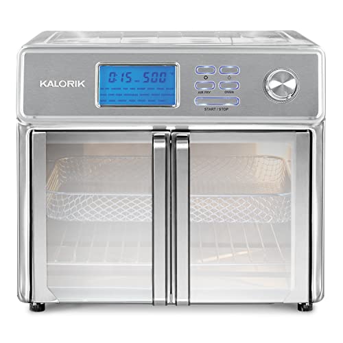 Kalorik MAXX® Plus AFO 47271 SS Digital Air Fryer Oven 26 Quart 10-in-1 Countertop Toaster Oven Air Fryer Combo – Roaster, Dehydrator, Pizza Oven | Easy-Clean Interior, Mirror finish | 14 Accessories & 60 Recipes | 22 Presets | 1750W | Stainless Steel