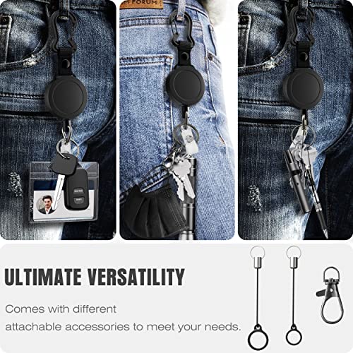 ELV Heavy Duty Retractable ID Badge Holder Key Reel with Adjustable Neck Lanyard, Zinc Alloy Carabiner, Key Ring, ID Badge Strap, 2 Pen Holders and Lobster Clip, 32” Dyneema Cord, Hold Up to 15 Keys | The Storepaperoomates Retail Market - Fast Affordable Shopping