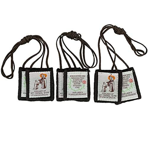 Our Lady of Mt. Carmel with St. Simon Stock | Brown Scapular | 18″ Cords | Great Gift for First Communion, Confirmation, and Graduation | Catholic Devotional Accessory (3)