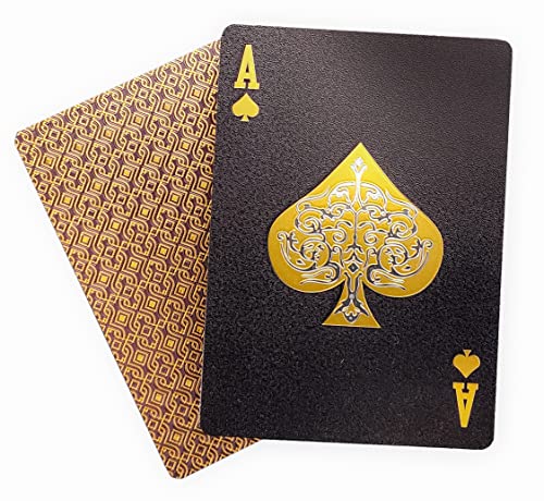 2 Decks of Playing Cards, INTEGEAR Gold 3D Embossed Patterned Poker Cards Plastic PET Waterproof Playing Cards Luxury Magic Trick Game Tool Gift Reusable Party Decoration