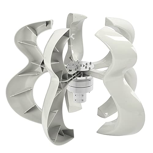 Eujgoov Wind Turbine Generator Kit 600W 5 Blades Vertical Axis Generator White Wind Solar System Wind Turbine(12V)