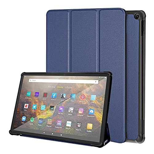 Fire Tablet 10 Case,Kindle Fire 10 Case,Amazon Fire HD 10 Tablet Case(11th Generation 2021 Release),Dinines Folding Stand Case Cover for Amazon Fire HD 10 & 10 Plus Tablet with Auto Wake/Sleep,Indigo