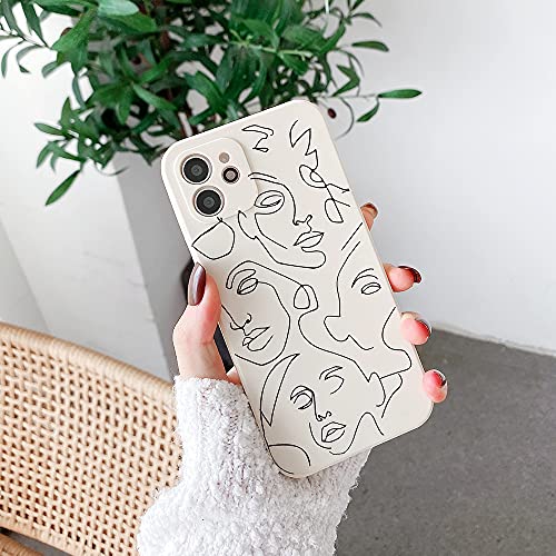 KAGI Abstract Art line Painting Cases Compatible with iPhone 11 Phone case Soft Silicone Back Cover Shockproof Protective case for Apple iPhone 11 6,1 inch (White)