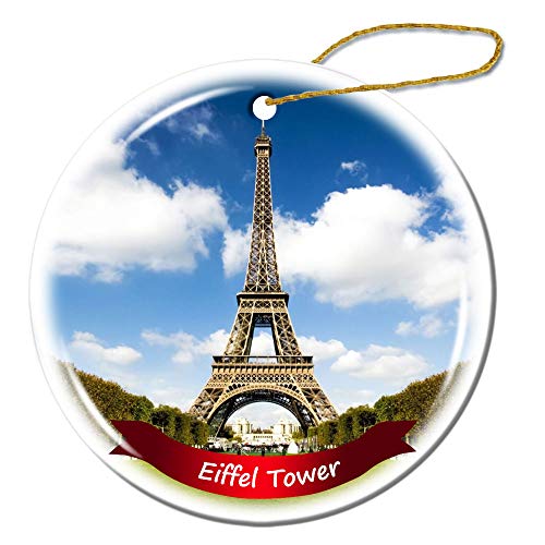 Higoss Paris Eiffel Tower Christmas Ornament Porcelain Double-Sided Ceramic Ornament,3 Inches