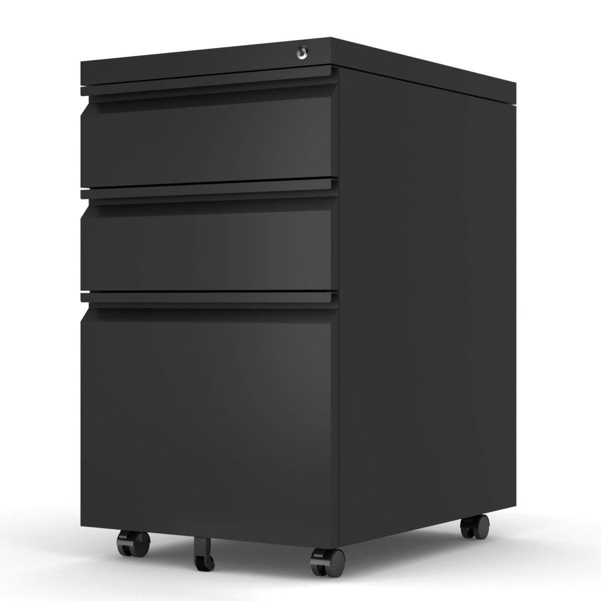 GangMei Mobile File Cabinet Under Desk, 3 Drawers Steel Lateral Filing Cabinet with Lock and Wheels, Fully Assembled(Black) | The Storepaperoomates Retail Market - Fast Affordable Shopping