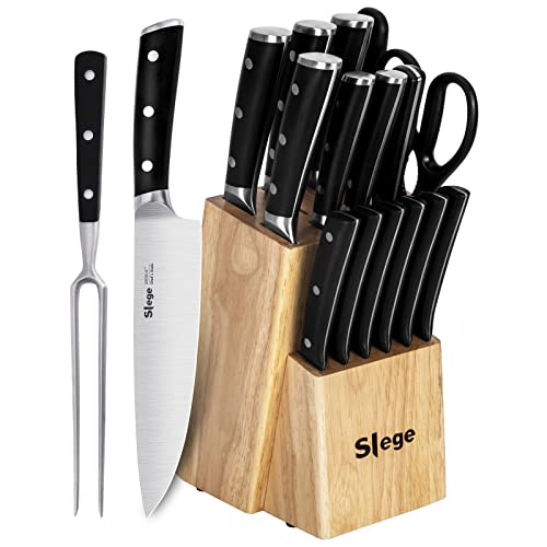 Knife Set,16 Pieces Kitchen Knife Set with Wooden Block Forged High Carbon Stainless Steel,Sharp Chef’s Knives for Kitchen,Block Knife Sets