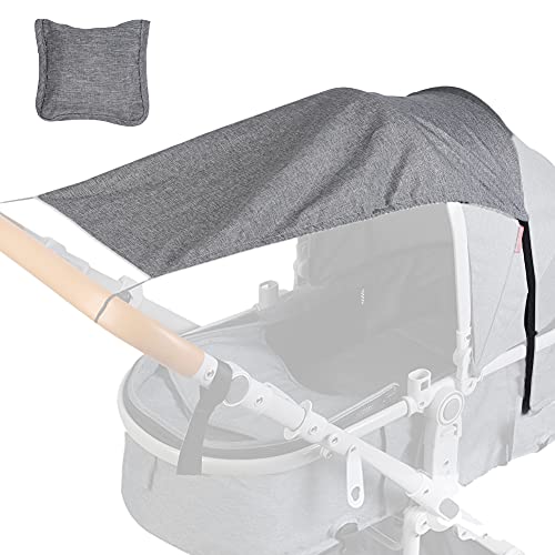 Stroller Cover for Sun, Universal Foldable Stroller Sun Shade, SPF 50 UV Protection, Infant Newborn Outdoor Stroller Shade Canopy Attachment for Summer