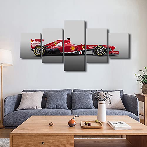 F1 Wall Art for Living Room Modern Home Decor Canvas Racing Car Pictures Red Bull House Decorations Sports Car Artwork Paitings 5 Panel Framed Posters and Prints Stretched Ready to Hang -50”Wx24”H | The Storepaperoomates Retail Market - Fast Affordable Shopping