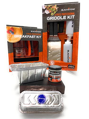 Blackstone Authentic Griddle Professional Starter Bundle: Griddle Kit, Breakfast Kit, Seasoning & Conditioner, and Grease Cup Liners