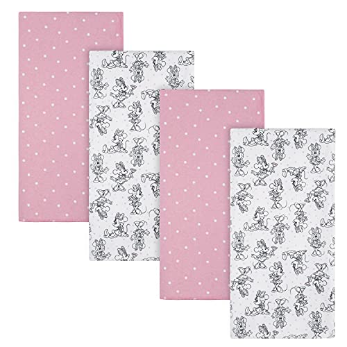 4-Pack Baby Girls Minnie Mouse Flannel Receiving Blankets