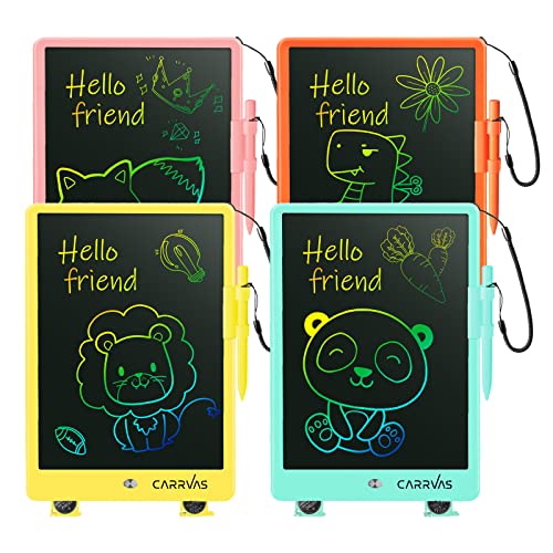 CARRVAS LCD Writing Tablet 4 Pack 10 Inch Colorful Doodle Board Drawing Pad for Kids Drawing Board Writing Board Drawing Tablet Educational Christmas Toy Gifts for 3 4 5 6 7 8 Years Old Boys Girls