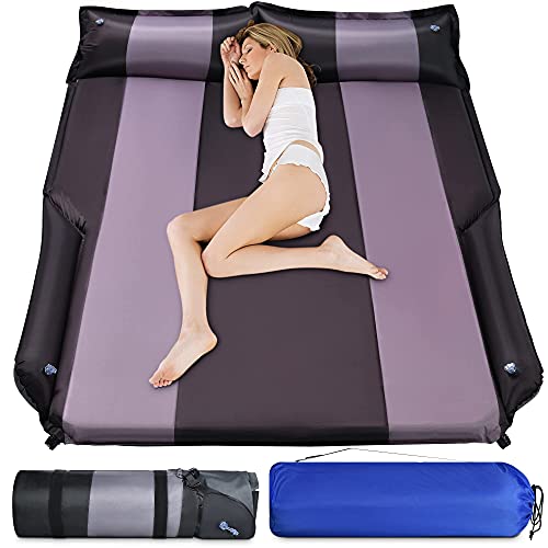Lohang Thickened SUV Air Mattress, Double Self Inflating Sleeping Pad SUV Trunk Travel Air Bed with Pump Portable Camping Outdoor Mattress for Family Camping, Backpacking, Self-Driving Tour