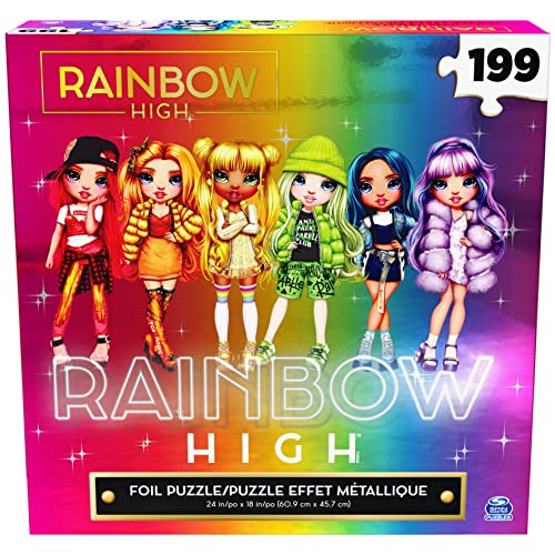 Spin Master Games Rainbow High, Foil Jigsaw Puzzle 199-Piece Reflective Abstract Metallic Effect Featuring The Fashionable Dolls, for Kids Ages 8 and up