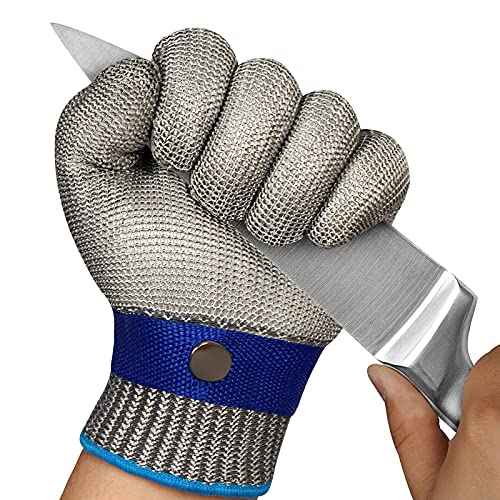 TAIROAD Cut Resistant Glove Level 9 Cutting Glove Stainless Steel Wire Mesh Metal Glove for Kitchen, Garden, Durable Cut Glove for Men or Women (Medium)