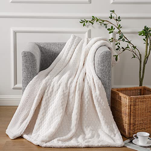 Luxury Concepts Luxurious Faux Rabbit Fur Throw Blanket for Couch, Warm and Cozy Soft Blankets, Fuzzy Plush Woven Throw Blankets – 50 x 60 Throw Blanket for Chairs, Couch, Bed – Off White