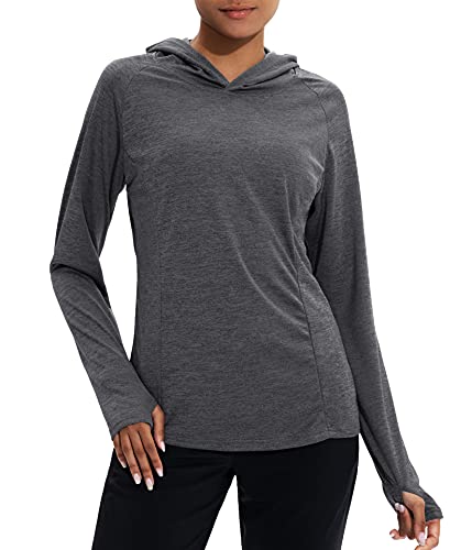 Women’s Long Sleeve Shirts UPF 50+ Sun Protection Hoodie Lightweight Shirt Hiking Fishing Running Outdoor Shirts for Women(Grey Medium)