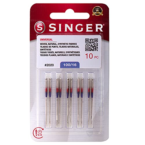 SINGER 10-Pack Universal 2020 Sewing Machine Needles, Size 100/16