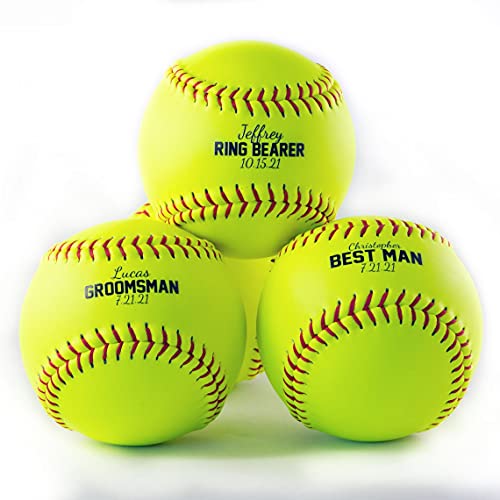 Buffalo BottleCraft Personalized Yellow Softball, Groomsman Practice Softballs for The Best Man – Official Size- Custom Wedding Softball Proposal Gift Ring Bearer, Officiant | The Storepaperoomates Retail Market - Fast Affordable Shopping