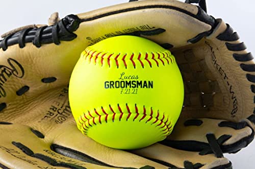 Buffalo BottleCraft Personalized Yellow Softball, Groomsman Practice Softballs for The Best Man – Official Size- Custom Wedding Softball Proposal Gift Ring Bearer, Officiant | The Storepaperoomates Retail Market - Fast Affordable Shopping