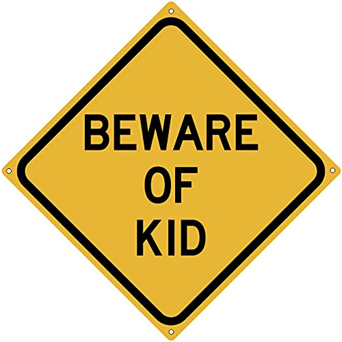 Toothsome Studios Beware of Kid 12″ x 12″ Funny Tin Sign Home Boys Girls Bedroom Decor | The Storepaperoomates Retail Market - Fast Affordable Shopping