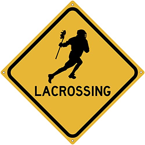Toothsome Studios Lacrossing 12″ x 12″ Tin Road Sign Lacrosse Player Sport Home Gym Garage Dorm Decor