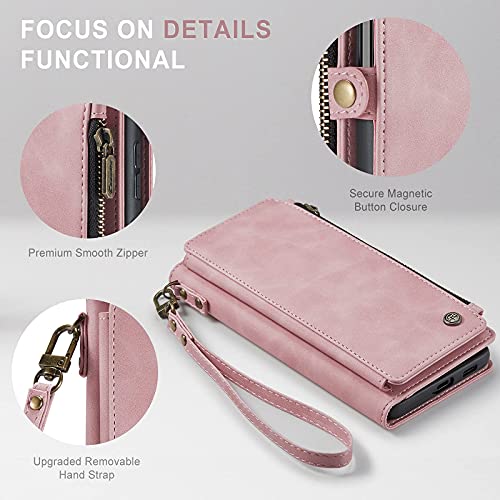Defencase Samsung Galaxy S21 Ultra Case, Samsung S21 Ultra Wallet Case for Women Men, Durable PU Leather Magnetic Flip Lanyard Strap Zipper Card Holder Phone Case for Galaxy S21 Ultra, Rose Pink | The Storepaperoomates Retail Market - Fast Affordable Shopping