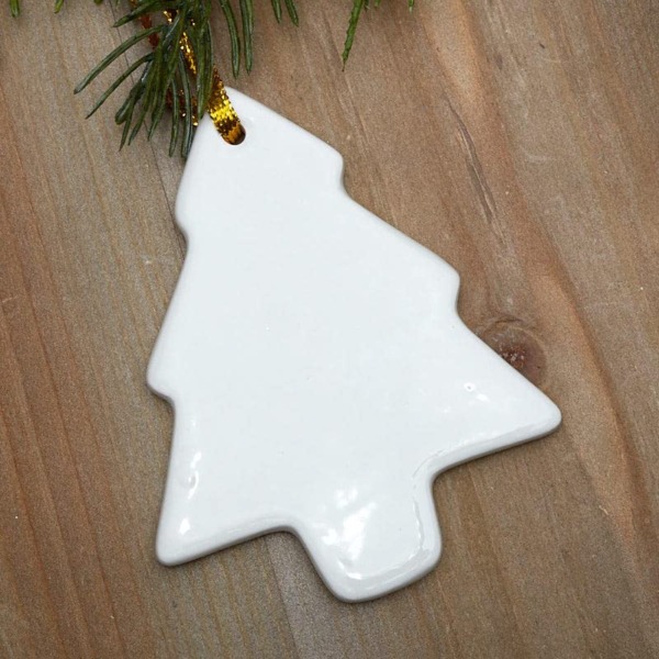 Factory Direct Craft Porcelain Tree Christmas Ornaments | Package of 12 Blank Glazed Ceramic Trees | Ready to Decorate and Personalize