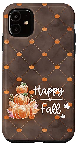 iPhone 11 Happy Fall Orange Pumpkin brown Pattern – Autumn leaves Case