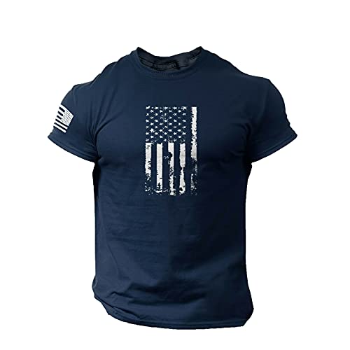 4th of July Shirts for Men Summer Muscle Tee Shirt Graphic Independence Day USA American Flag Tops Big and Tall