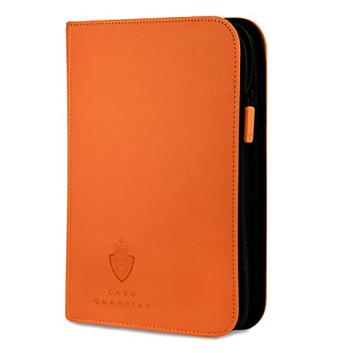 Card Guardian – Premium 4 Pocket Card Binder 160 Side Loading Pocket with Zipper for Trading Card Games TCG (Orange)