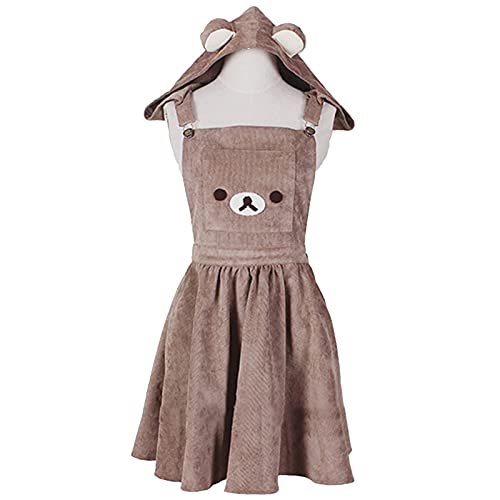 Mfacl Cute Lolita Dress Skirt Summer Dresses Japanese Kawaii Lolita Overall Dress Cute Bear Embroidery Hat Ball Gown Harajuku Lolita Dress Harajuku Cute Warm Dress (Color : Brown, Size : Large)