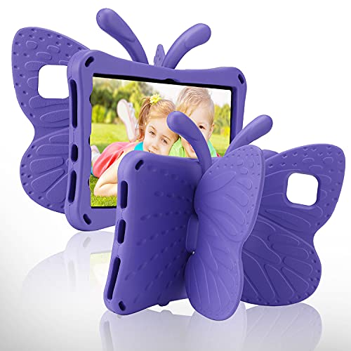 Simicoo Fire HD 10 Tablet 11th Gen 2021 case Cute Butterfly Case with Stand for Kids Light Weight EVA Rugged Shockproof Heavy Duty Kids Friendly Full Cover for Fire HD 10 11th Gen 2021 (Purple)