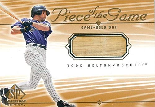 Autograph Warehouse 587685 Todd Helton Player Used Bat Patch Baseball Card – Colorado Rockies – 2000 Upper Deck Piece of the Game No.TH