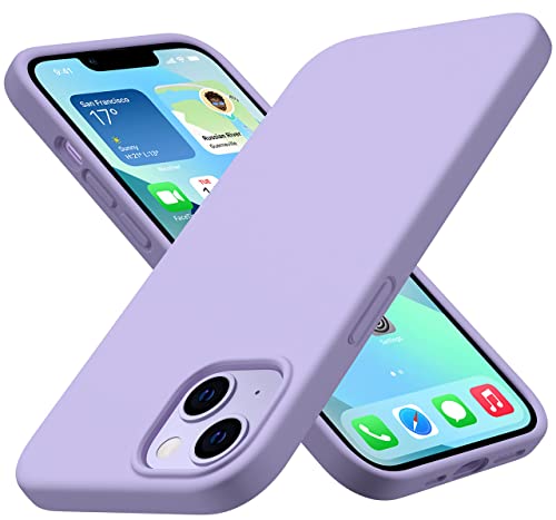 CellEver 𝟐𝟎𝟐𝟑 𝐔𝐩𝐠𝐫𝐚𝐝𝐞𝐝 Silicone Case for iPhone 13 Ultra Slim [2 Tempered 9H Glass Screen Protectors Included] Shockproof Phone Cover with [Soft Microfiber Lining] – Lavender Purple