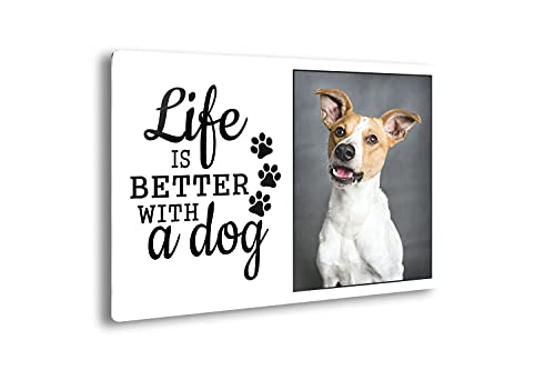 Custom Photo Frame for Dog Lovers – Print Metal Print with Life is Better with Dogs Quote – Your Photo Personalized Gifts – Custom Pet Photo Prints of Your Dog, Pupper, Doggy, Doggo, Fur Baby -5 Sizes