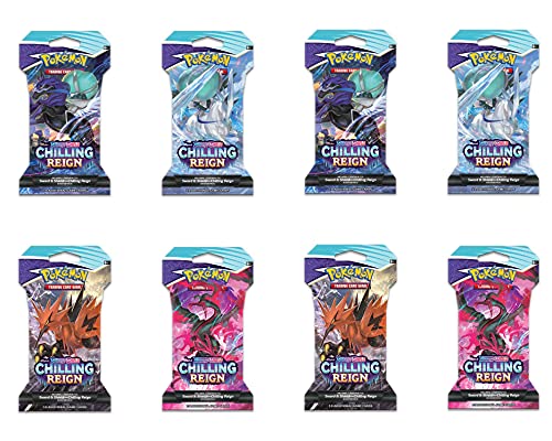 Card Game 8 Packs Pokemon TCG 10 Card Booster Pack Sword Shield 06 Chilling Reign