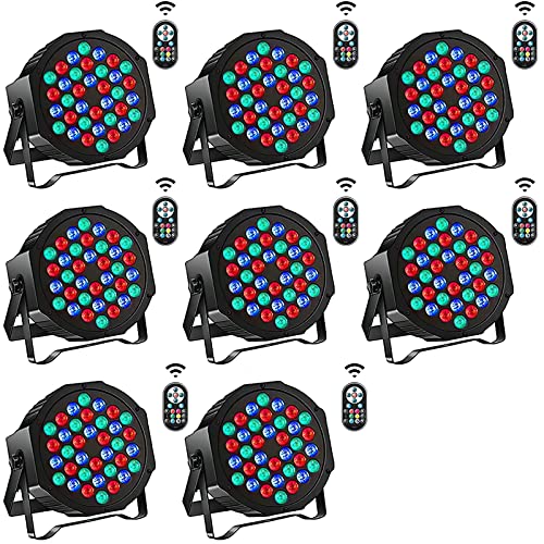 Par Lights for Stage, LED Par Lights RGB 7 Channel DJ Party Lights with Remote Control & DMX Sound Activated Stage Lighting Uplights for DJ Disco Party Church Birthday Dance Stage Decoration (8 Packs)