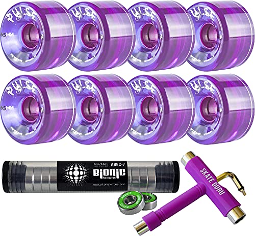 Skate Out Loud Bundle: Purple Atom Pulse Wheels + Bearings ABEC7 + Tool
