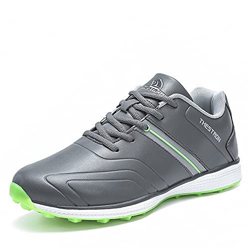 Waterproof Golf Shoes Men Professional Golf Sneakers Spikless Light Weight Walking Footwears Outdoor Male Walking Shoes (7,Gray)