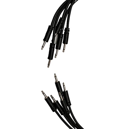 Luigis Modular Supply Spaghetti Eurorack Patch Cables – Package of 5 Black Cables, 18″ (45 cm)