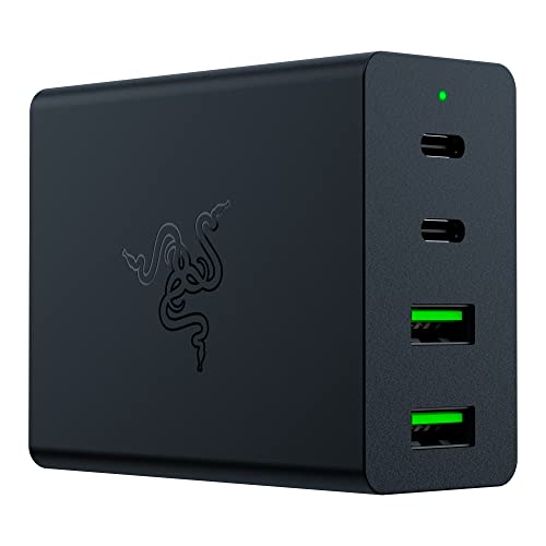 Razer USB-C 130W GaN Charger Portable Powerhouse: Small and Mighty – Charge Up-to-4 Devices – Faster Charging – Mobility in Mind – Safer Power Delivery – Black