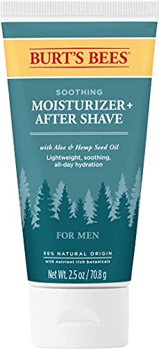 Burt’s Bees Soothing Moisturizer + After Shave with Aloe & Hemp for Men, White, 2.5 Oz
