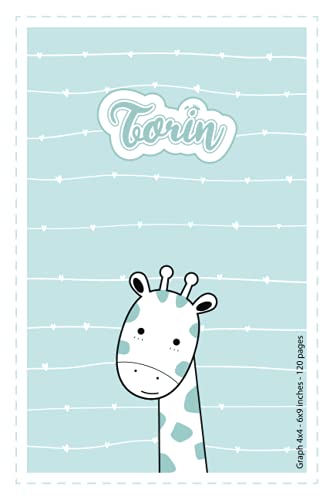 Torin: Personalized Name Squared Paper Notebook Light Blue Giraffe | 6×9 inches | 120 pages: Notebook for drawing, writing notes, journaling, … writing, school notes, and capturing ideas