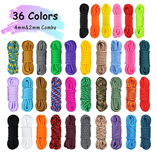 MONOBIN 36 Colors Paracord kit – 4mm & 2mm Micro Paracord Rope Combo with Paracord Instruction and Complete Accessories for Making Paracord Bracelets, Lanyards, Dog Collars (36Colors-D) | The Storepaperoomates Retail Market - Fast Affordable Shopping