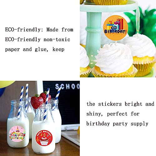 Happy Birthday Stickers- 500pcs/roll Round Happy Birthday Stickers Self Adhesive Stickers Happy Birthday with Perforated Round Label Rolls for Gift Envelopes Cards Boxes | The Storepaperoomates Retail Market - Fast Affordable Shopping