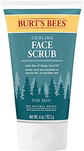 Burts Bees Cooling Face Scrub with Aloe & Hemp, For Men, 4 Ounces