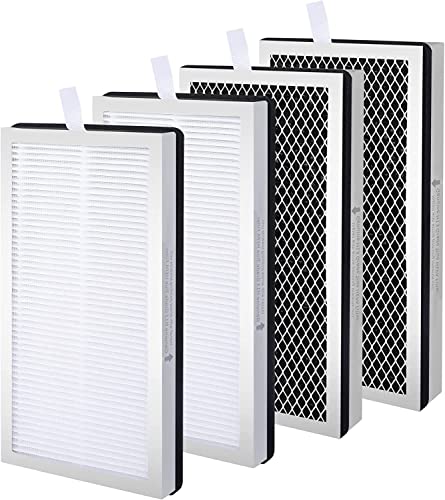 MA-15 Replacement Filters Compatible with Medify MA-15, H13 True HEPA and Activated Carbon Air Filters, 3 in 1 Pre-Filters, 2 Set 4 Pack, By KeeTidy